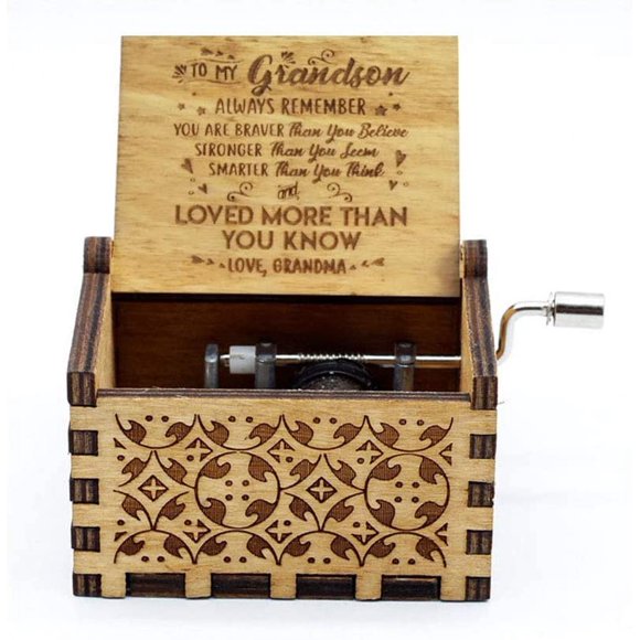You are My Sunshine Boîte à Musique 18 Notes Manivelle Gravée Boîte à Musique en Bois Antique Vintage Cadeau pour Noël Anniversaire Collation des Grades (de Grand-Mère à Petit-Fils)