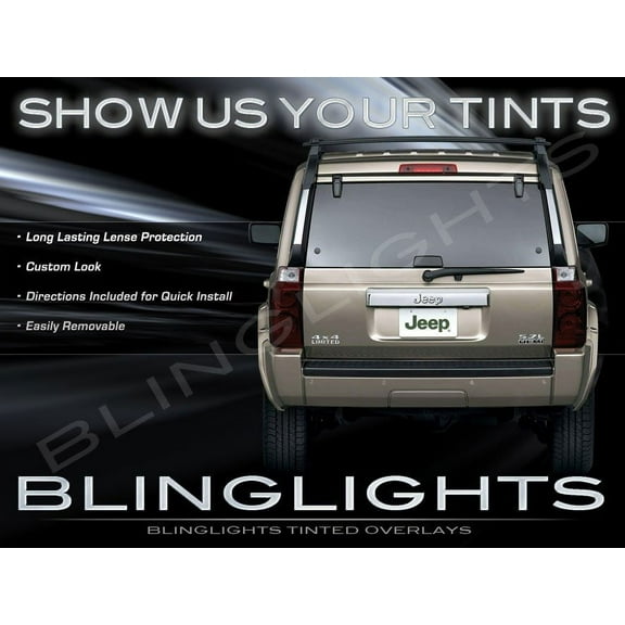 For Jeep Commander Murdered Out Taillight Covers Smoked Taillight Overlays