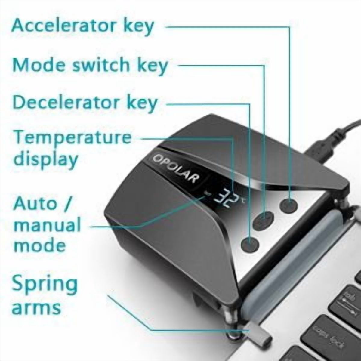 Laptop Fan Cooler with Temperature Display; Rapid Cooling; Auto-Temp Detection; 13 Wind Speed(2600-5000RPM); Perfect for Gaming Laptop