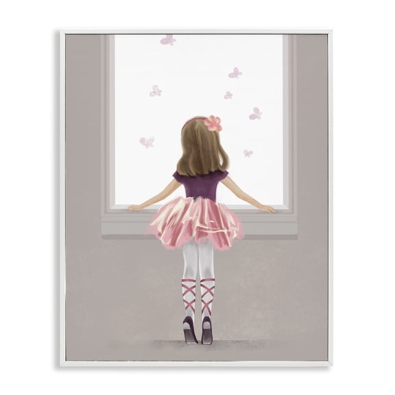 Stupell Industries Cottage Little Ballerina at Window White Framed Giclee Art, 16 x 20, by Ziwei Li