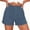 Blue, variant on WQNVRNR Young Adult Shorts for Womens- Summer Cotton Linen Wide Leg Casual Beach Shorts with Pockets Khaki Size L