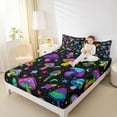 thumbnail image 4 of Feelyou Neon Jungle Mushroom Queen Sheet Sets, Dreamy Glitter Stars Flat Sheet, Cartoon Plant Botanical Queen Fitted Sheet, Super Cozy Room Decor, 4 Pieces, 4 of 7