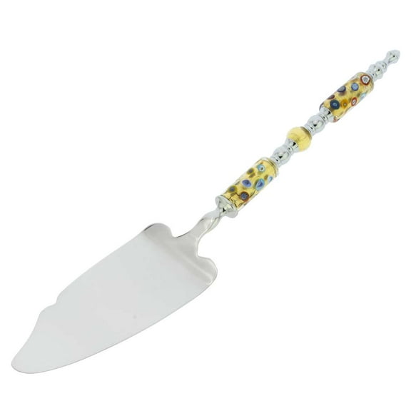 GlassOfVenice Italian Murano Glass Cake Server - Gold Millefiori