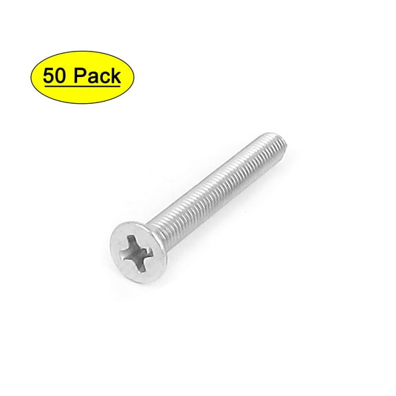 Unique Bargains M3 x 25mm Metric Flat Head Countersunk Bolts Machine Screws 50pcs