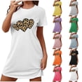 thumbnail image 2 of Qingpeng Womens Nightgown Crew Neck Short Sleeve Pajama Dress Heart Graphic Comfort Soft Pullover Sleepwear Baggy Nightshirt, 2 of 6