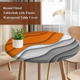 thumbnail image 6 of Orange Grey Ombre Fitted Tablecloth with Elastic Edged, Round Table Cloth for Dining Table, Modern Geometric Abstract Aesthetics Cream Waterproof Oil Proof Table Cover for Indoor Outdoor 45"-54", 6 of 9