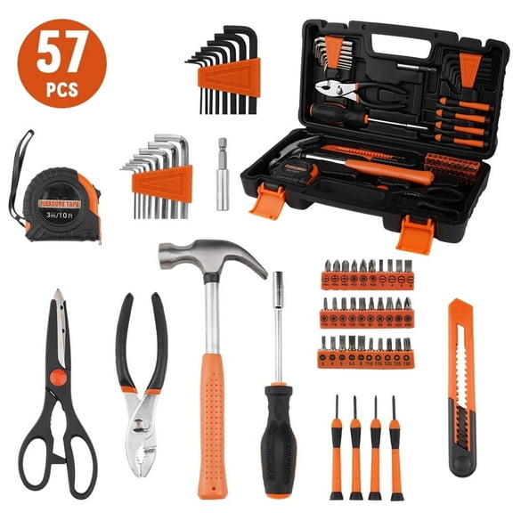 SZZJKJ 57 Piece Tool Kit for Home, Multi-Functional Tool Set, Portable Tool Kit with Storage Case (orange)