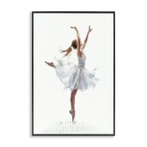 Stupell Industries Graceful Ballerina in White Novelty Painting Black Framed Art Print Wall Art, 20 x 30