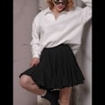 thumbnail image 4 of Falda Plisada para Mujer, Básica, Informal, de Cintura Alta, con Volantes, Acampanada, Minifalda. Negro XL, 4 of 9