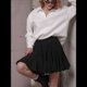 thumbnail image 4 of Falda Plisada para Mujer, Básica, Informal, de Cintura Alta, con Volantes, Acampanada, Minifalda. Negro M, 4 of 9