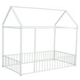 thumbnail image 5 of Harper & Bright Designs Metal Twin Size Floor Bed, House Bed Frame Montessori Beds with Fence Rails, Playhouse Beds for Girls Boys, White, 5 of 9