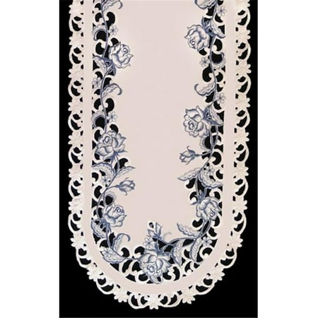 

H8459-B Delft Blue & Rose Runner 12 x 65 in.