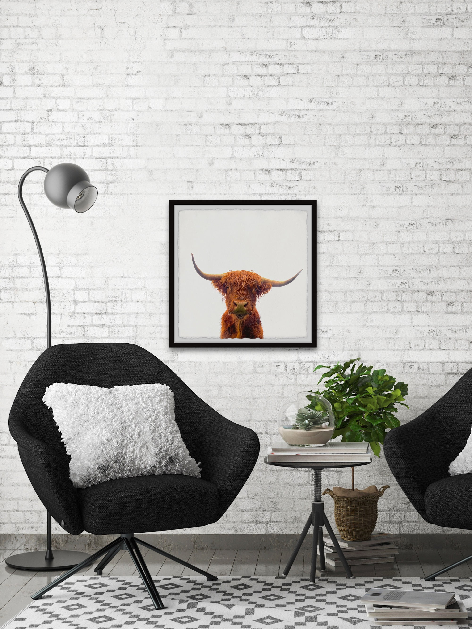 Marmont Hill The Orange Buffalo Framed Wall Art, 18" x 18"