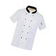thumbnail image 1 of Hombres Mujeres Chef Coat Jacket Manga corta Classic Transpirable Work Wear Ropa de cocina Uniforme para restaurante Cocina Pub Bakery Cooker , blanco negro, M Blanco Negro M Colco Uniforme de chaqueta de chef, 1 of 8