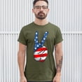 thumbnail image 3 of Tee Hunt Patriotic Victory Sign T-shirt American Flag USA Independence Day Men's Tee, Military Green, XX-Large, 3 of 5