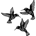 thumbnail image 1 of Decoración de pared de colibrí de pájaro de metal negro, 3 piezas de decoración de pared de colibrí de hierro forjado de 10,2 pulgadas, arte de pared de pájaro de metal para sala de estar de amantes, 1 of 5