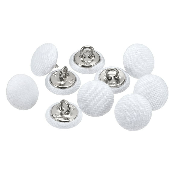 Uxcell 10pcs 20L Fabric Cloth Covered Button 12.5mm 1/2" Round Metal Shank Satin Sewing DIY Craft Buttons for Bridal Wedding Suits Dress Blouses Sweaters, White