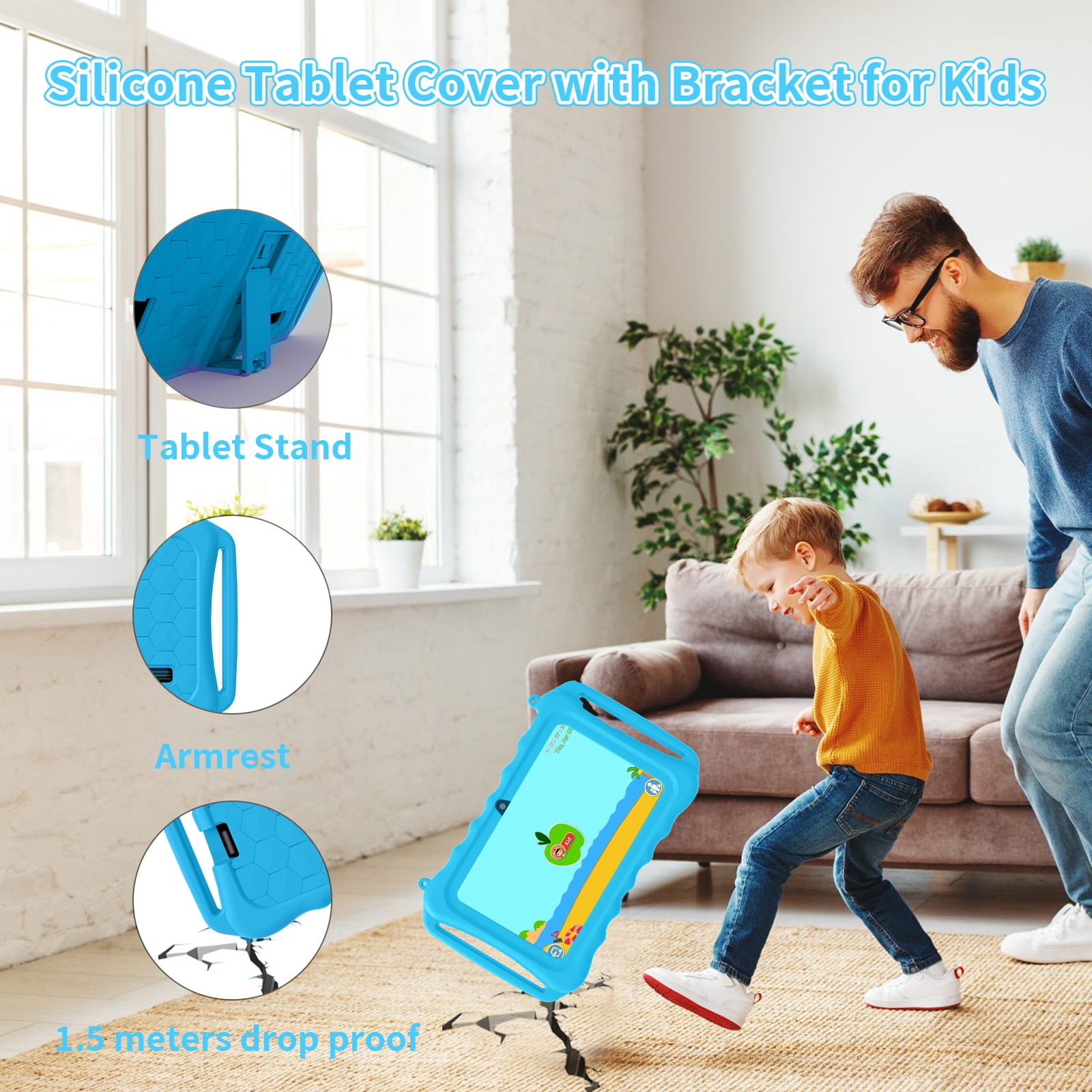Kids Tablet, 7 inch Android 11 Tablet for Kids, 6(2+4) GB RAM 32GB ROM, Toddler Tablet with Bluetooth, GPS,WiFi,Parental Control, Dual Camera,Shockproof Case,Kids App Pre-Installed