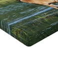 thumbnail image 2 of Ambesonne Deer Fitted Sheet, Mountain Animal in Water, California King, Green Brown, 2 of 3