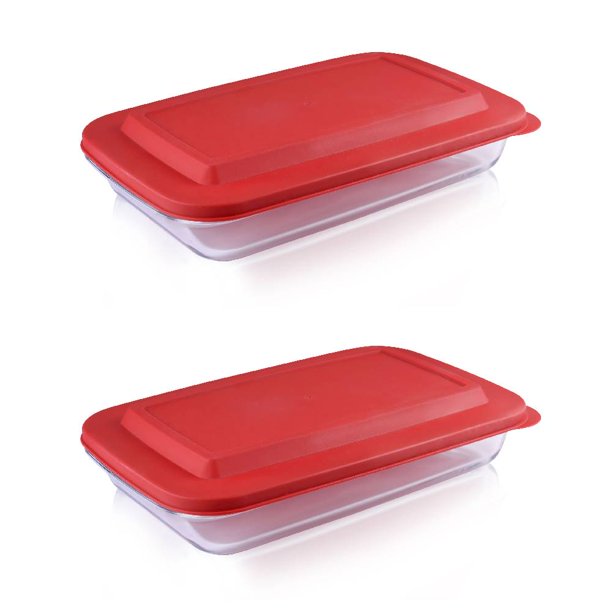 Glass Baking Dish With Lid Leakproof 2 Quart Rectangle Casserole Lasagna Dish by Bovado USA, 2