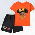 thumbnail image 2 of CYRBOKO Outfit Sets for Girls, Cotton Short Sleeve Comfy Elastic Waist Graphic Tee and Shorts Orange Size 9-10 T, 2 of 3
