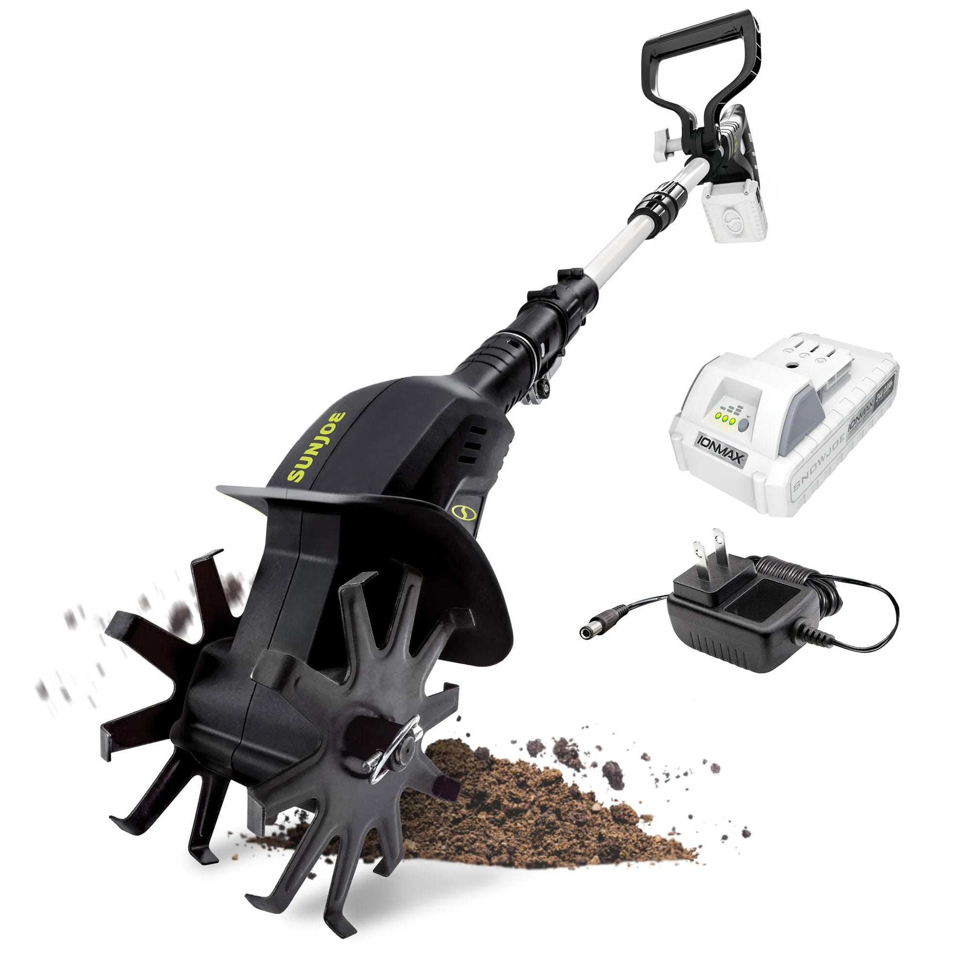 Open Box Sun Joe 24V Cordless Garden Tiller Cultivator Accessory Kit, Black