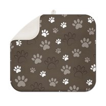Brown Dog Paw Footprint Dish Drying Mat for Kitchen 1 Pack, Ultra Absorbent Microfiber Dishes Drainer Mats,16"x18"