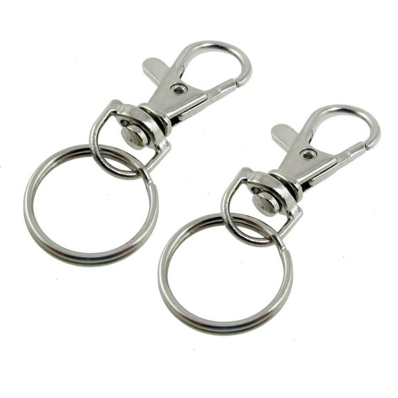 Unique Bargains 2Pcs Silver Tone Metal Trigger Swivel Hook Key Ring Keychain