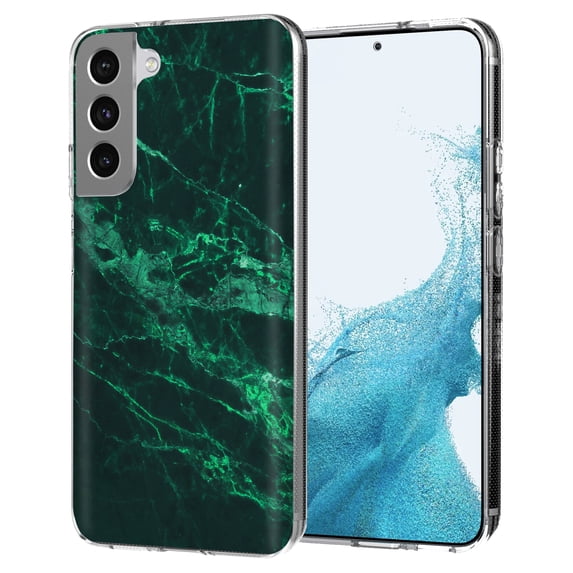 TalkingCase Thin Slim Case Compatible for Samsung Galaxy S22 5G, Green White Marble Print, Lightweight, Flexible, Soft, USA