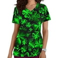 thumbnail image 2 of BiZtdJrK St. Patrick's Day Women Scrubs Tops Workwear Loose Nursing Uniform Scrubs Shirts Fashion Irish Holiday Tops with Pockets Army Green S Prime Day Sales Today 2025 Clearance, 2 of 6