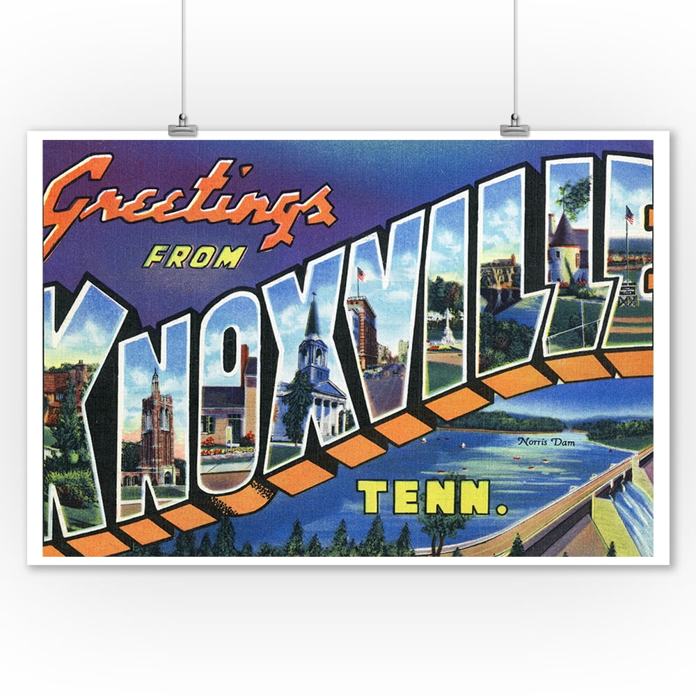 Knoxville, Tennessee Large Letter Scenes (9x12 Art Print, Wall Decor