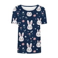 thumbnail image 4 of Levmjia Womens T Shirts Easter Printed Short Sleeve Casual Tops Summer Graphic Tee Round Neck Pullover Soft Comfortable Stretch Fit Daily Wear, 4 of 5