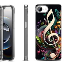 Shockproof Protective Phone Case for iPhone 16e, by OneToughShield - Music Notes Colorful