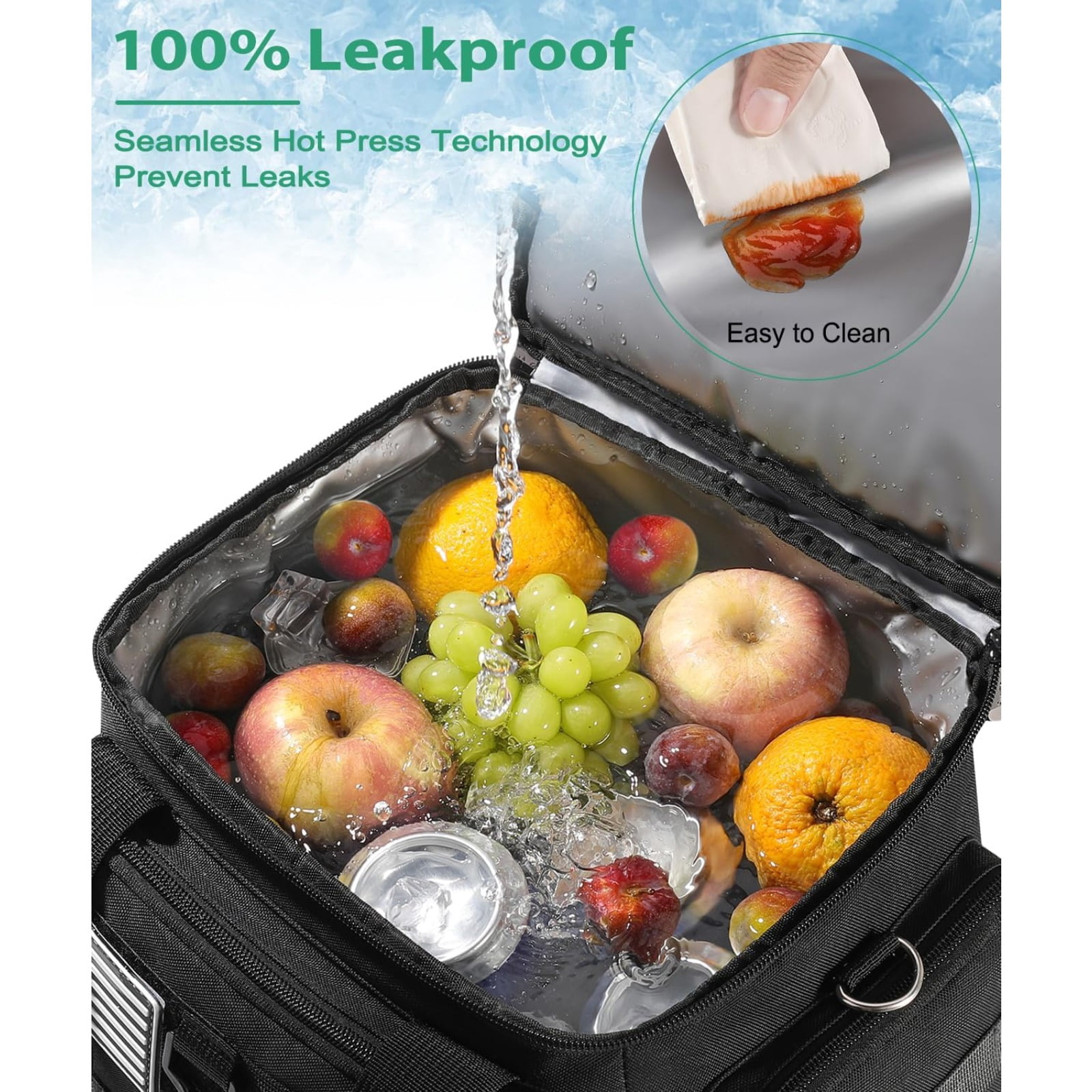 Tactical Lunch Box for Men with 5 Slim Ice Packs, Large Double Deck Insulated Bag for Work
