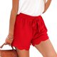 thumbnail image 2 of Pantalones cortos en capas de cintura alta para mujer, pantalones cortos casuales de pierna ancha con dobladillo con volantes de Color sólido con cordones para verano, 2 of 5
