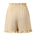 thumbnail image 6 of DHFJKG Women's Shorts 2026 Summer Casual Cute Ruffle Hem Shorts Comfy Elastic Drawstring Solid Color With Pockets Beach Stylish Bottoms, 6 of 9