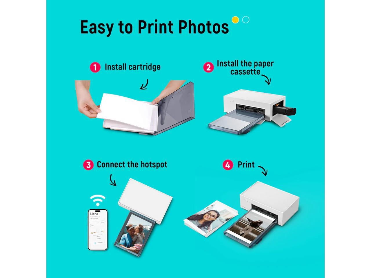 Liene Amber Instant Photo Printer Built-in Rechargeable Battery M200 w/ 20 Photo Paper and 1 Ink Cartridge