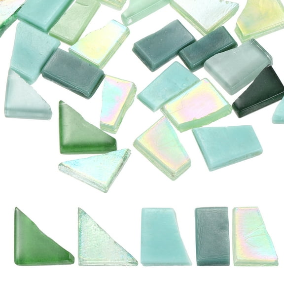 Uxcell Irregular Glass Mosaic Tiles, 100g/0.2LB Irregular Stained Glass Sheets Broken Mosaic Pieces Tiles Supplies Kit Bulk for DIY Art Craft Making Home Decor, Green Series