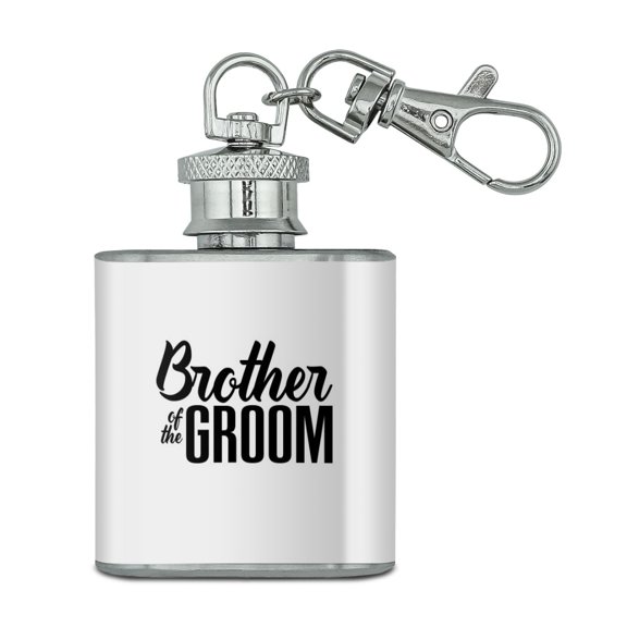 Brother of the Groom Wedding Stainless Steel 1oz Mini Flask Key Chain