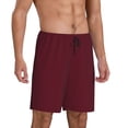 thumbnail image 2 of Balery Maroon Pantalones cortos de pijama de punto de algodón para hombre con cinturilla y bolsillos-Medium, 2 of 6
