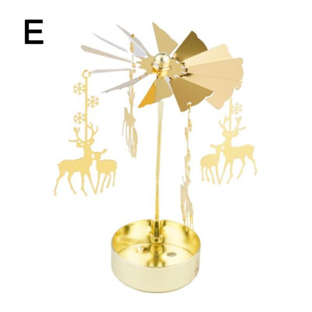 Golden Hot Rotating Candle Holder Christmas Revolving Metal Transit Home Windmill Decoration Lantern Z4G8