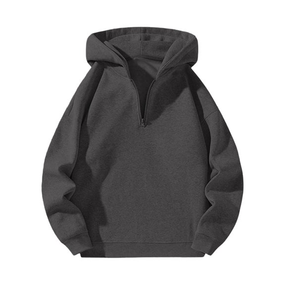 Resicozy Men's Quarter Zip Hoodies Zip Up Hoodie Long Sleeve Drop Shoulder Sweatshirt Casual Pullover Dark Gray S