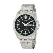 Citizen Men's BM8490-57E Watch Stainless Steel Dress Black Dial Textured Bezel Link Bracelet