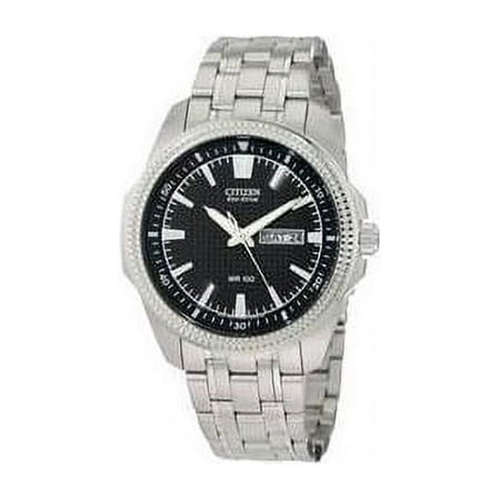 Citizen Men's BM8490-57E Watch Stainless Steel Dress Black Dial Textured Bezel Link Bracelet