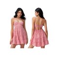 thumbnail image 2 of LMLYSoH Women Spaghetti Strap Cami Dress Plaid Sweetheart Neck Tiered Hem Back Lacing Short Dresses, 2 of 9