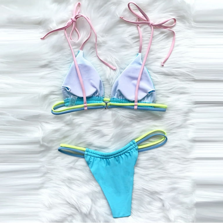 ZQGJB Bikini Set for Women Two Piece Swimsuit V Neck Triangle Top