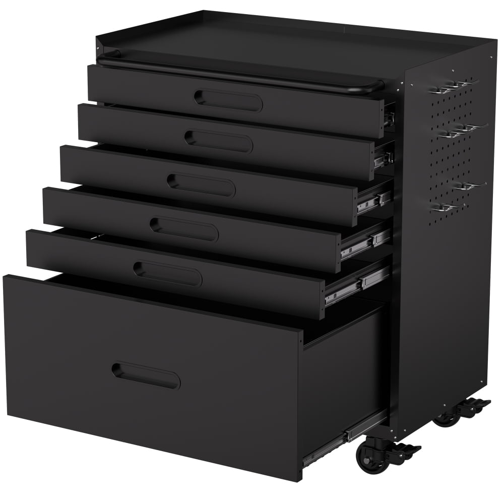 34.3" Rolling Tool Chest with 6 Drawers - Mobile Garage Cabinet Organizer, All-Drawer Design for Small Parts & Tools, Heavy Duty Steel Construction