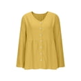 thumbnail image 5 of Women's Casual Quarter Sleeve V Neck Solid Color Tops Shirts Blouses Loose Fit Soft Tees for Business Office Work Vacation Travel Fashion Essential Gift for Ladies | Sopatenor,Yellow XL, 5 of 9