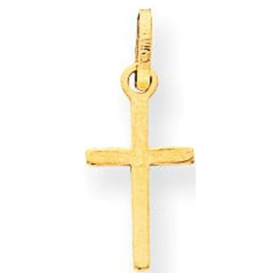 Real 14kt Yellow Gold Small Cross Charm Pendant; for Adults and Teens; for Women and Men