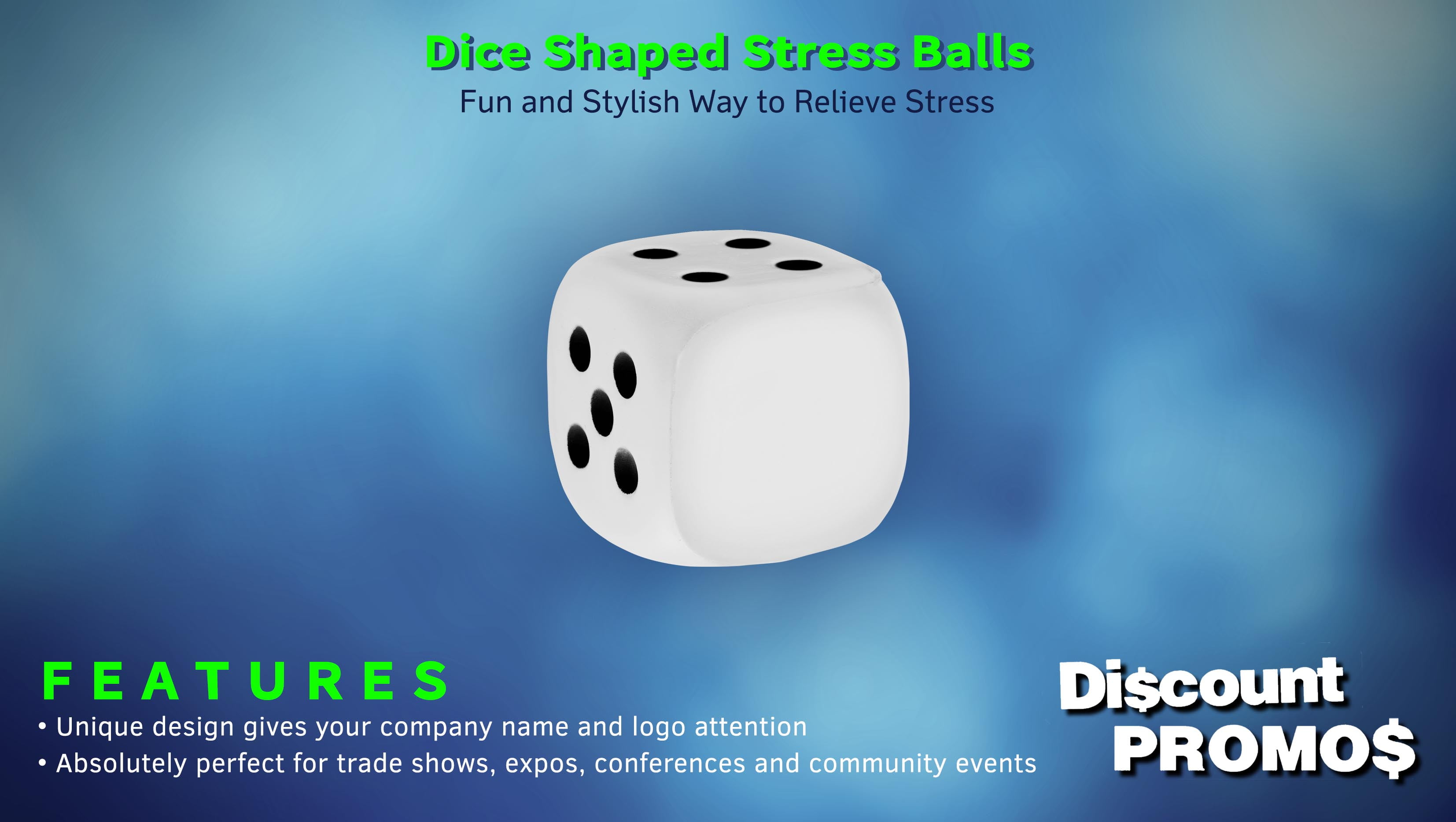 10 Dice Shaped Stress Balls Pack - Square, Stress Reliever, Hand Therapy, Lightweight - White